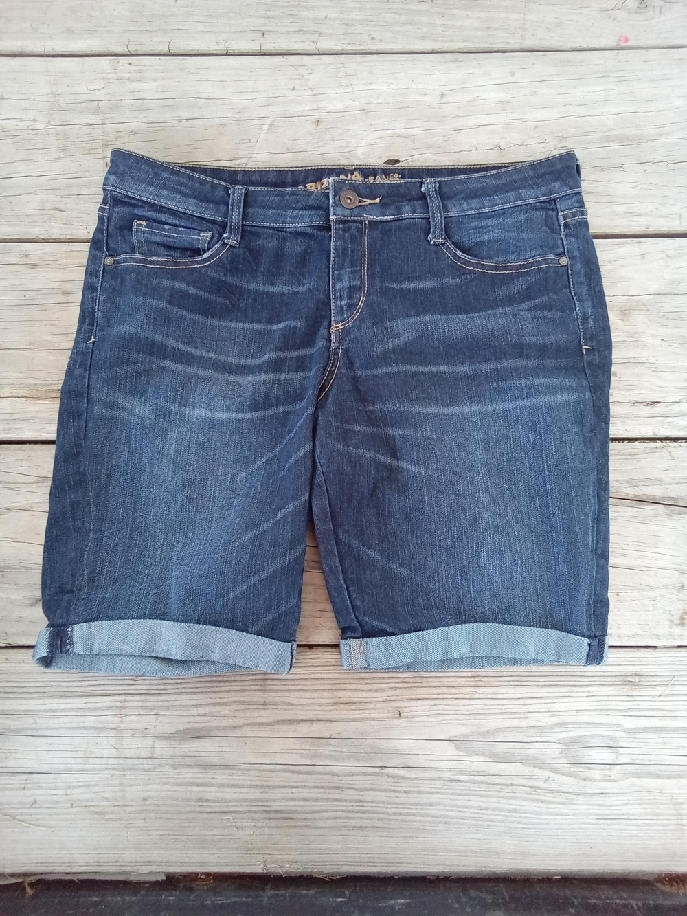 Arizona Jean Co. Dark Wash Cuffed Denim Shorts Size 13W
